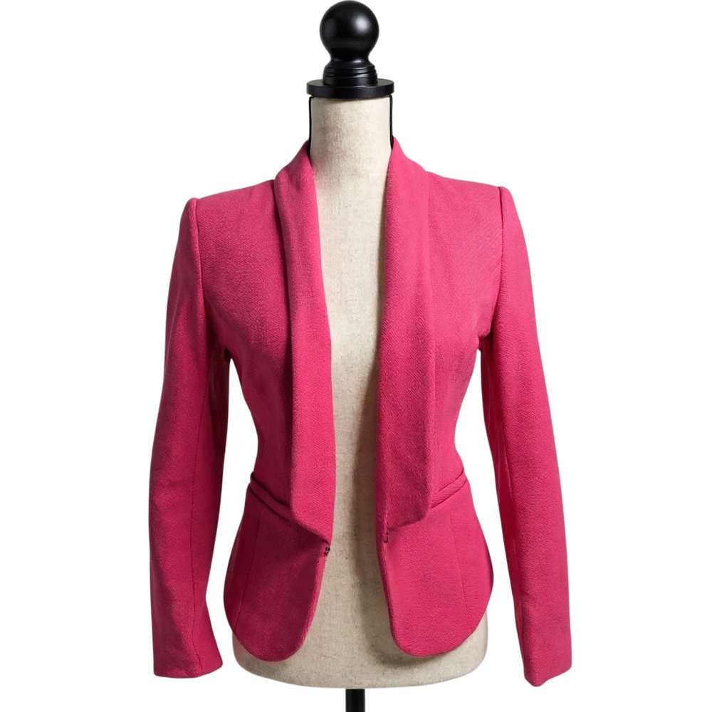H&M Vibrant Pink Women's Textured Blazer Size 6 - Picture 2 of 7